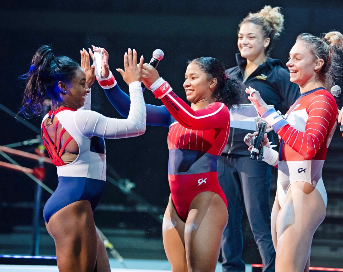 Simone Biles and Jordan Chiles are great competitors and great friends. Photo by John Cheng